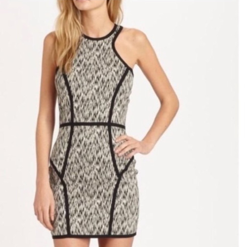 PARKER brand new with tags body con Mini Black And White Abstract Print dress